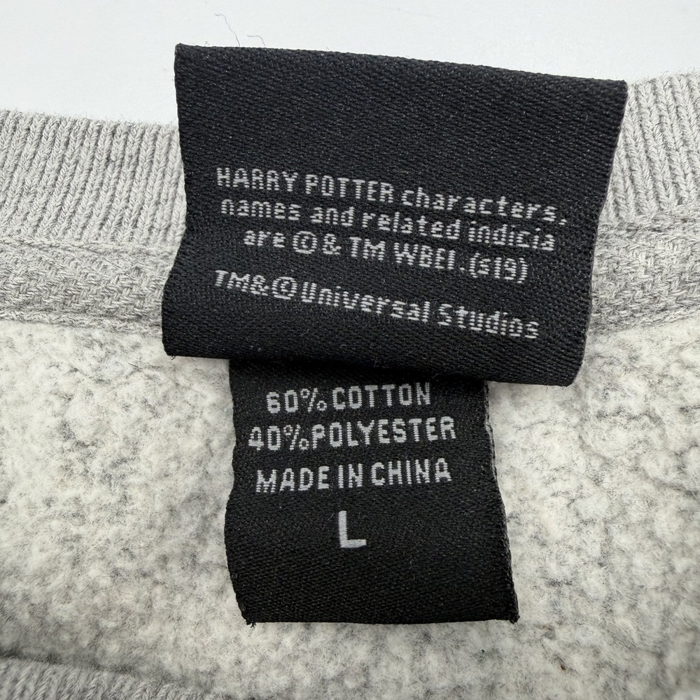 Universal Studios Harry Potter Hufflepuff Sweatshirt Grey Raglan Large L - Picture 6 of 8
